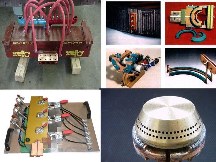 Inductor manufacturing, coil manufacturing, quenches, fixtures - Induction tooling for different tasks.